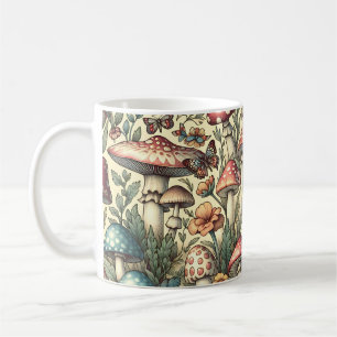 Vintage Svampar, blommor, fjärilar Kaffemugg