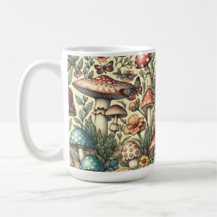 Vintage Svampar, blommor, fjärilar Kaffemugg