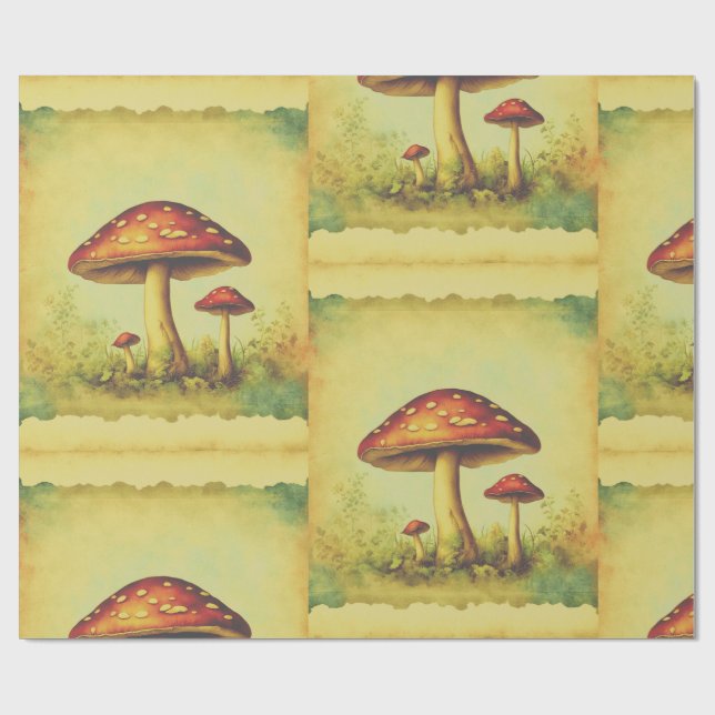 Vintage Svampar Presentpapper (Platt)