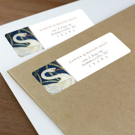 Vintage Svan Blommigt Anpassningsbar Returadress Etikett