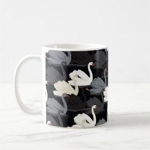 Vintage Svan Sjö: Monotone Mönster. Kaffemugg