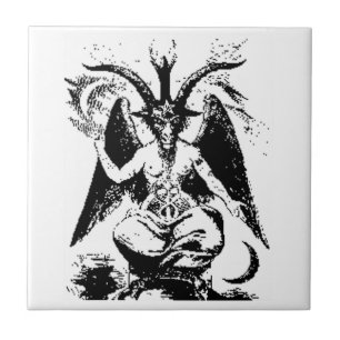 Vintage svart Baphomet Kakelplatta