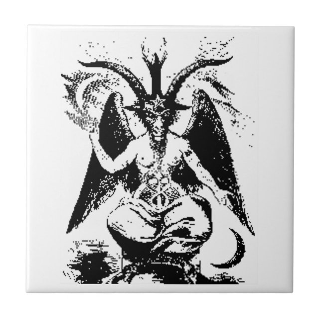Vintage svart Baphomet Kakelplatta (Framsidan)