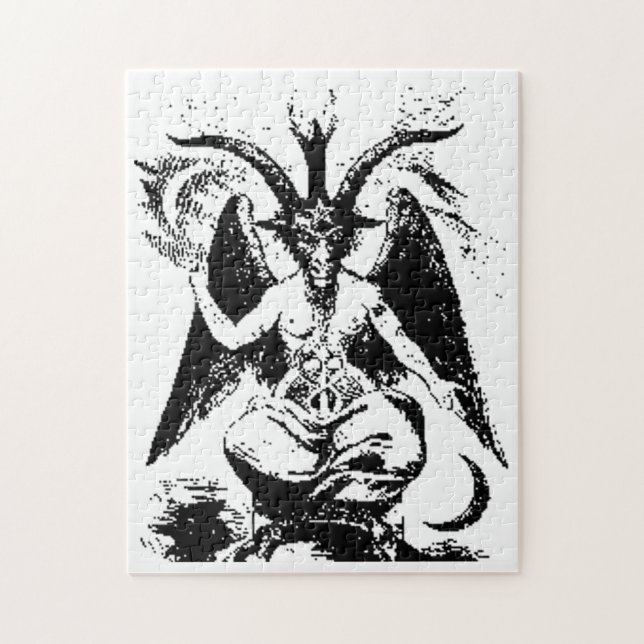 Vintage svart Baphomet Pussel (Vertikal)