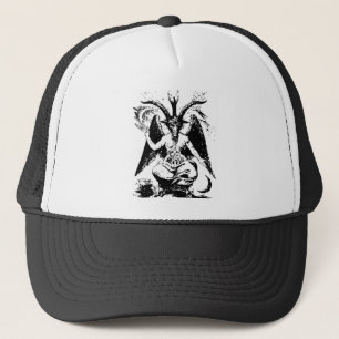 Vintage svart Baphomet Truckerkeps