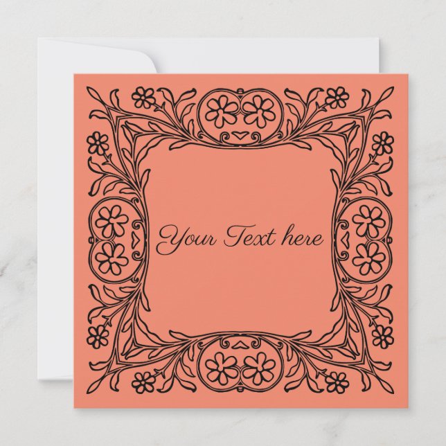 Vintage svart blommigt gräns meddelande (Framsida)