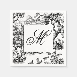 Vintage svart Chinoiserie monogram Pappersservett
