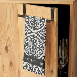 Vintage Svart Damask Köksdesign Kökshandduk
