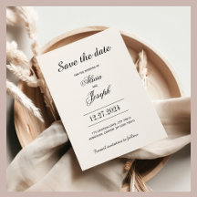 Vintage Svart Elegant Blomster Save the Date