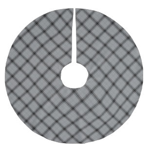 Vintage svart grå vit rutig diagonal mönster julgransmatta borstad polyester