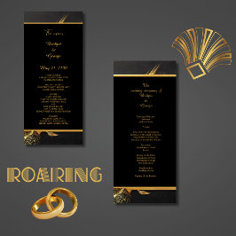 vintage svart guld 1920-talet bröllop program