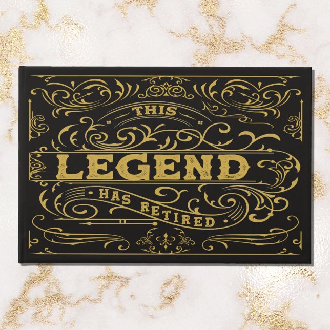 Vintage Svart Guld Klassisk Legend Pensionering  Gästböcker (Close up)