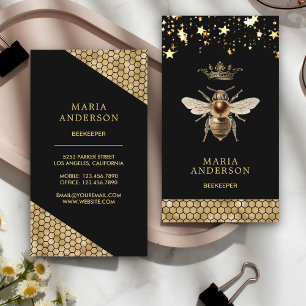 Vintage Svart Guld Royal Drottning Bee Bihållare Visitkort