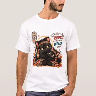 Vintage svart katt estetisk t-shirt – söt gotisk