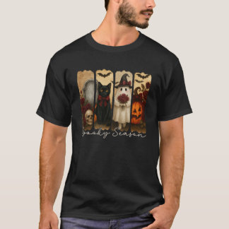 Vintage svart katt Halloween T-shirt Skum svart ka