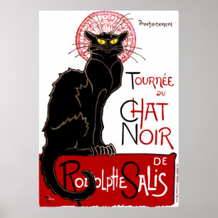 Vintage svart Katt Le Prata Noir Poster