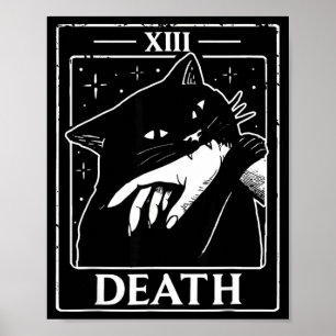 Vintage svart katt tarotkort död humor halloween poster