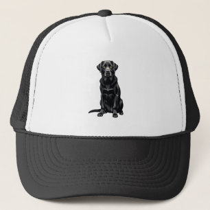 Vintage svart labrador retriever hundporträtt illu keps