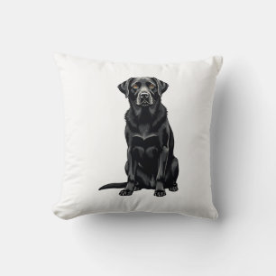 Vintage svart labrador retriever hundporträtt illu kudde
