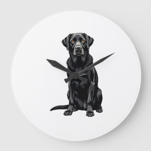Vintage svart labrador retriever hundporträtt illu stor klocka