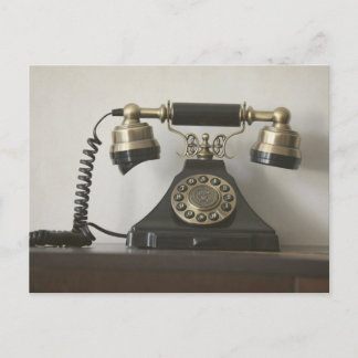Vintage svart mässing roterande telefon vykort