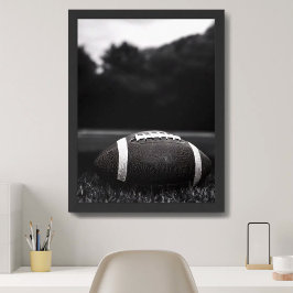 Vintage svart monokrom fotbollsplan poster