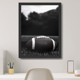 Vintage svart monokrom fotbollsplan poster