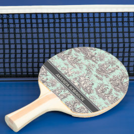 Vintage svart myntskiva de jouy-tryckt pingisracket