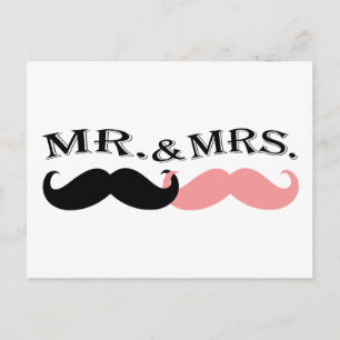 Vintage svart och rosa mustasch vykort