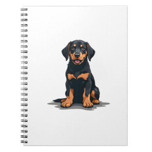 Vintage svart och solbränd hund bakifrån illustrat anteckningsbok