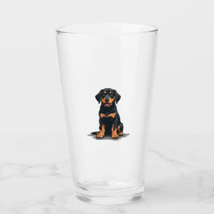 Vintage svart och solbränd hund bakifrån illustrat glaskopp