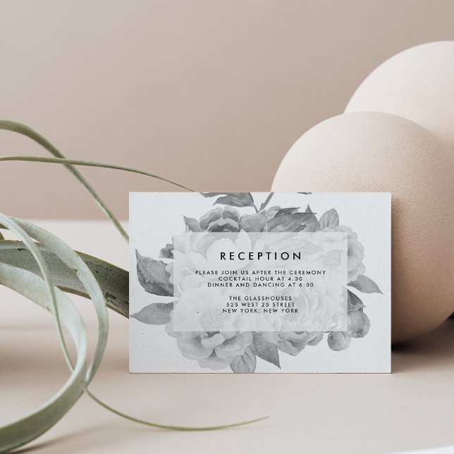 Vintage svart och vit blomster mottagningskort tilläggskort (Skapare uppladdad)