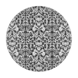 Vintage svart och vit damask sidenbrokad med spets