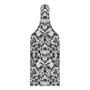 Vintage svart och vit damask sidenbrokad med spets