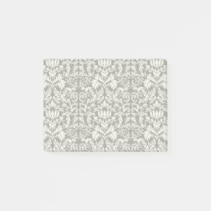 Vintage svart och vit damask sidenbrokad med spets post-it block