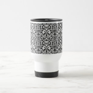 Vintage svart och vit damask sidenbrokad med spets resemugg
