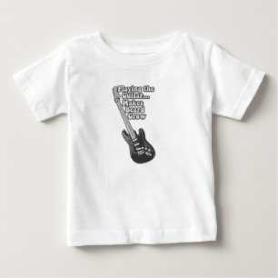 Vintage, svart och vit gitarr för gitarrer t shirt