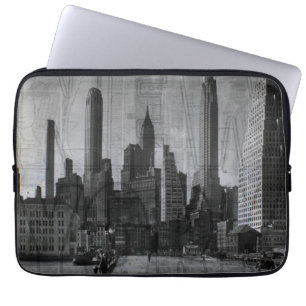 Vintage svart och vitt New York City Laptop Fodral