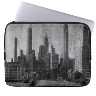 Vintage svart och vitt New York City Laptop Fodral