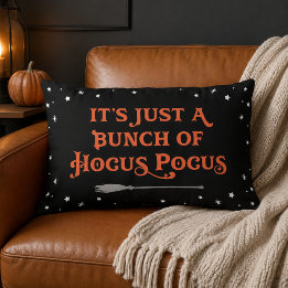 Vintage svart orange Hocus Pocus häxbroom Lumbarkudde