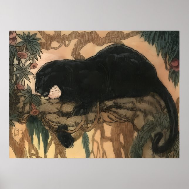 Vintage svart panterkatt poster (Framsidan)
