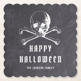 Vintage svart piratskalle & ben Halloween Underlägg Papper
