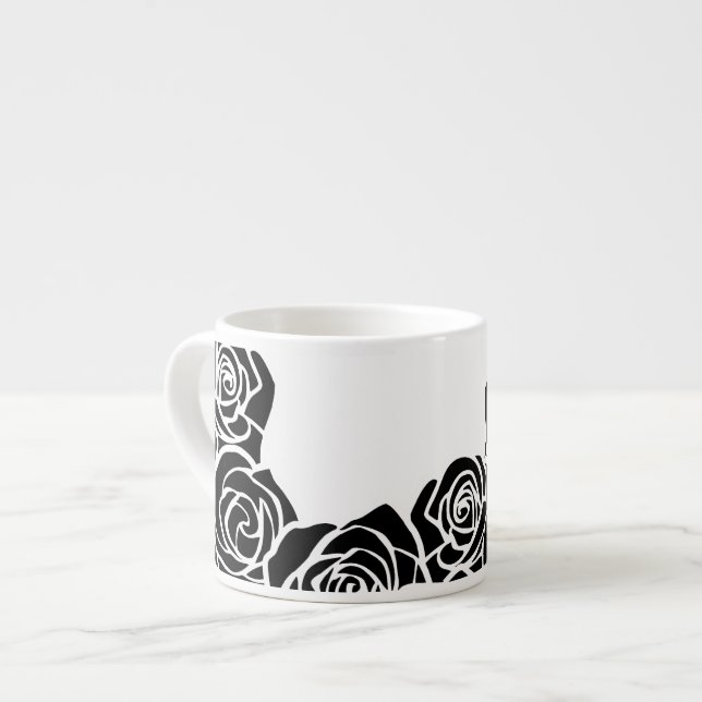 Vintage svart ro espressomugg (Framsida vänster)