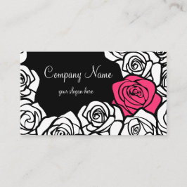 Vintage svart, rosa och vit ros Affärskort Visitkort