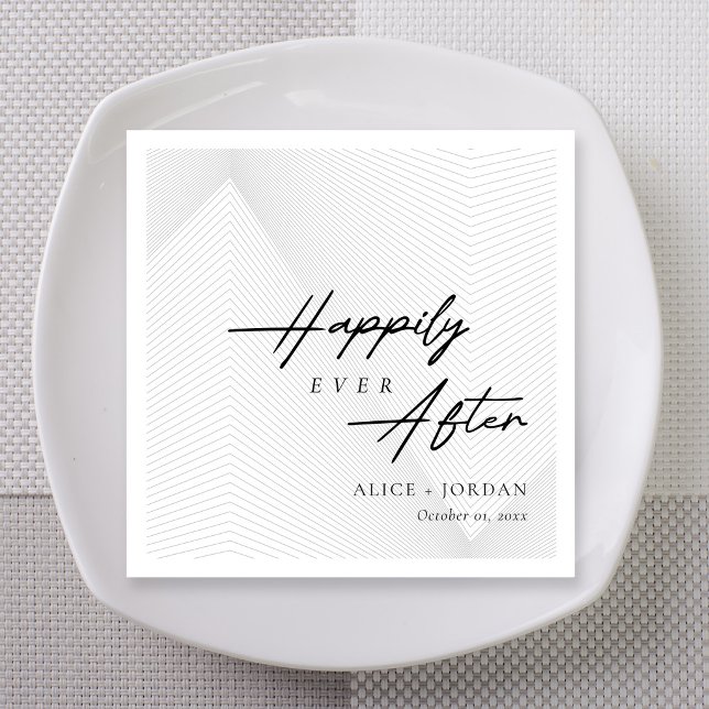 Vintage Svart Skript Geometrisk Bröllop Pappersservett (Vintage black script geometric wedding napkins)