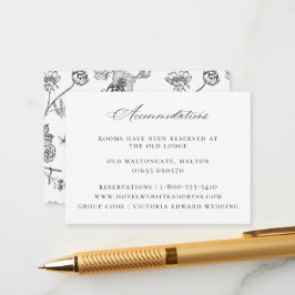 Vintage svarta blomsterbröllopsinackordering tilläggskort