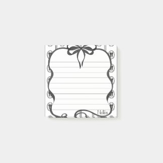 Vintage Svarta Bow Notes 3x3 Klisterlappar Post-it Block