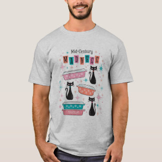 Vintage Svarta katter Pyrex Manar T-Shirt i mitten