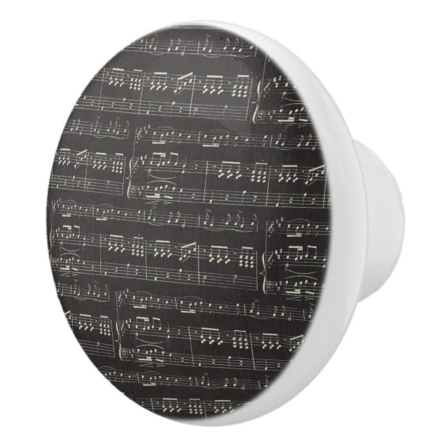 Vintage svarta musikanteckning Mönster Musician Knopp (Höger)