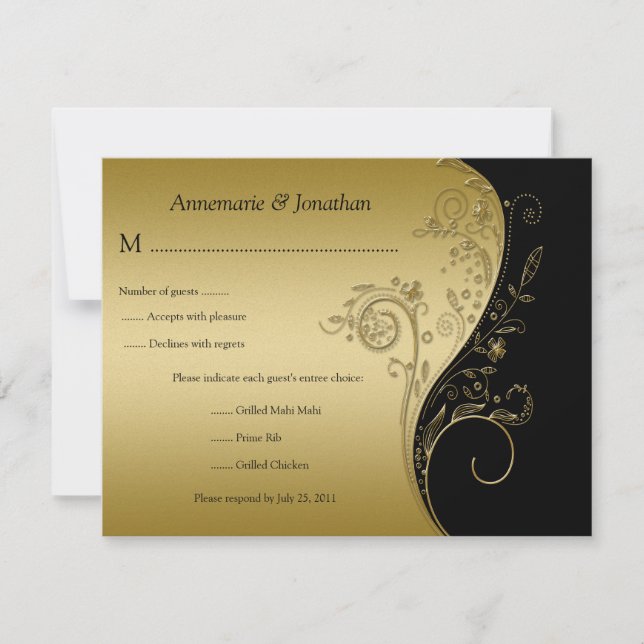 Vintage Svarta och Guld Blommigt OSA (Framsida)